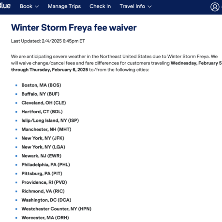 a screenshot of a travel information